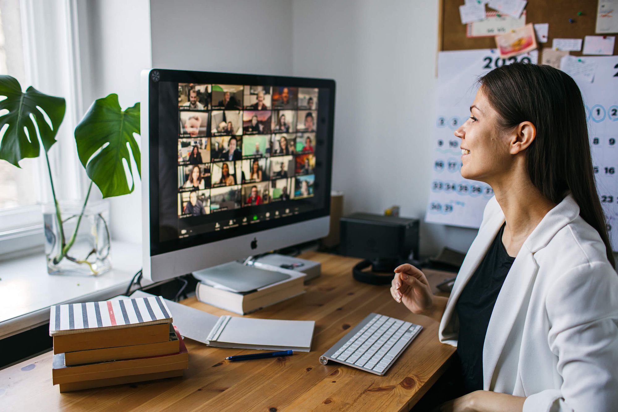 Woman meet new people through Zoom app